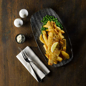 Homespun Charcoal Black Chefs' Oblong Plate 35.5 x 18.9cm